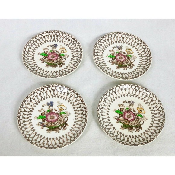 Myott Son & Co England “Bonnie Dundee” Rose Cups & Saucers Set of 6 Collectible - Picture 3 of 5